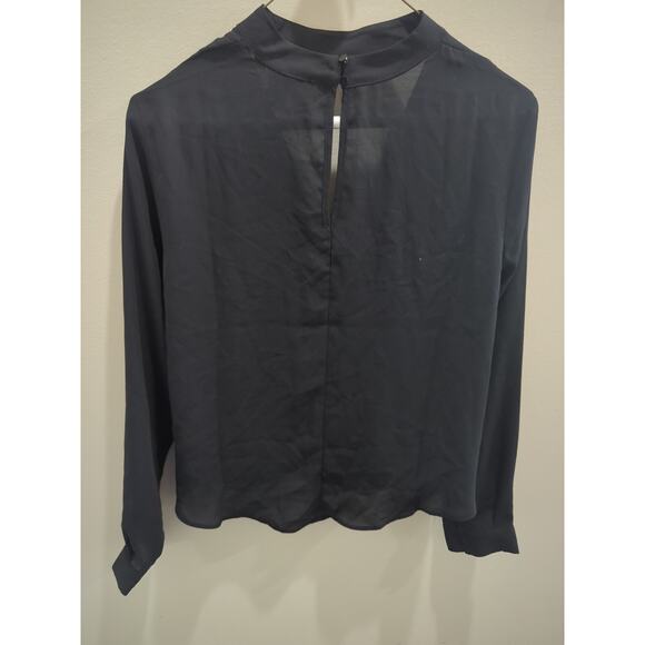 Women's Size Small Forever 21 Blouse Black Shirt Top Sheer V neck Collar EUC - Picture 6 of 7